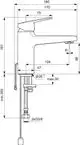 Armatur von Ideal Standard mit einer Höhe von 161 mm, Auslaufhöhe 124 mm, für eine moderne Waschbeckeninstallation. Enthält Kette und Anschluss für Wasserzufuhr.